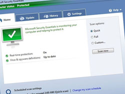 close-up of Microsoft Security Essentials page