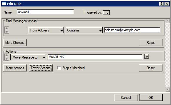 [Example Rule for ignoring address]