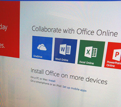 A computer screen showing the Office 365 splash page