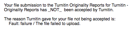 Turnitin rejection message