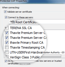tick Thawte Primary Root CA