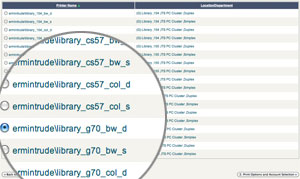 screenshot showing the printer selection screen