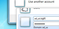 Screenshot: clicking on Use another account