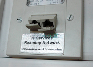 socket for connecting to the wired eduroam network on campus