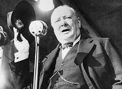 Churchill giving his final address in 1945 election campaign<br />Credit: Imperial War Museum