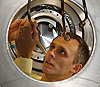 Philip Harris inspects the neutron Electric Dipole Moment cryostat
