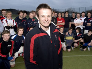 Austin Healey of ITV4s The Big Tackle and the University of Sussex Mens Rugby Club
