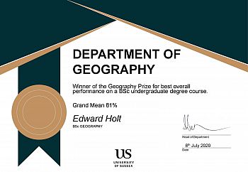 Geography prize BSc