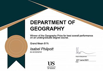 Geography prize BSc