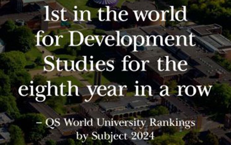 1st in the world for Development Studies, eighth year in a row - QS rankings - image linking to news item with more information