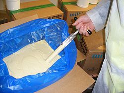 Sampling fresh butter for analysis