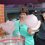 Kate Hamilton-Border and Sally Parsons serve candy floss to students at LPS Results Day 2015