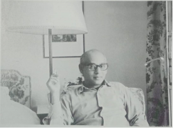 A black and white photo of Ranajit Guha