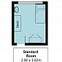 Illustration of Norwich House accommodation bedroom floorplan