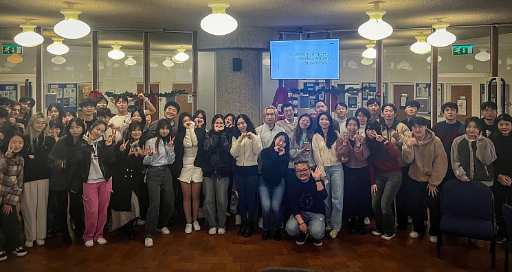 South Korean students meeting for Christmas part on campus in the meeting house December 2024