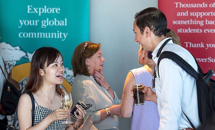 A Sussex graduate attends an alumni networking event