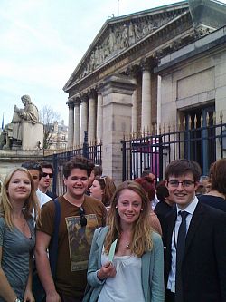 Students outside the National Assembly in Paris