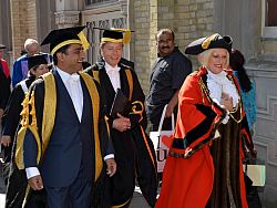 Chancellor, VC and Mayor at summer 2013 graduation