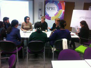 A photo of a collaborative workshop between SPRU and GenderInSITE