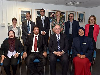 A photo of the Malaysian delegation with Sussex staff