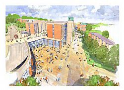 The new Students' Union facilities, looking south. Architect’s impression: TP Bennett/Balfour Beatty