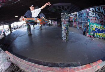 Skateboarder at the South Bank Undercroft. Photo by Leo Sharp
