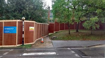 Hoardings have been erected around Mantell, which will be demolished over a period of two months from about mid November.