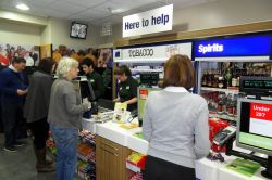 People queueing at the checkouts in the Co-op supermarket on campus