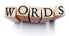Words spelled in letter blocks