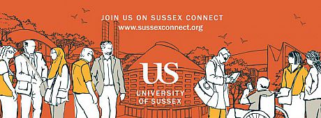 Image of Sussex Connect banner with illustrations of students in front of the meeting house. White on orange background.