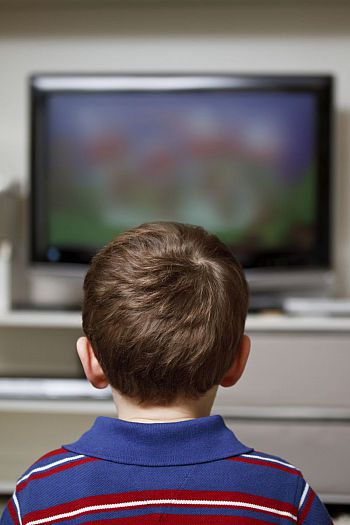 Boy watching TV
