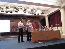 Dr Blyuss receiving Letters of Gratitude by the Prydniprovsky Scientific Centre of the National Academy of Sciences of Ukraine and of the Ministry of Education and Science of Ukraine.