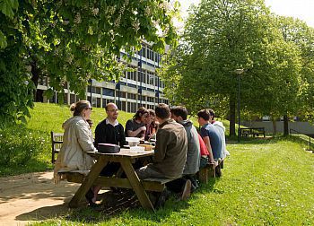 Students socialising outside Pevensey II