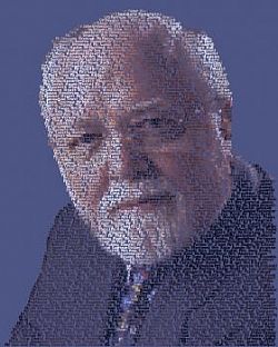 Prototype of the portrait of Lord Attenborough being painted by Brighton artist Mike Edwards