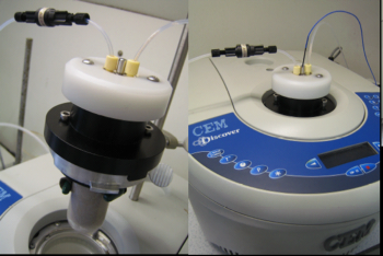 Custom microwave flow reactor for organic synthesis