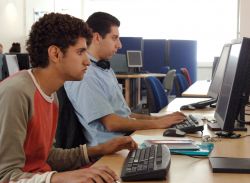 Students using computers