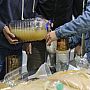 Dirty water being poured into a water filter prototype