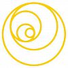 Nautilus logo, yellow, circular, swirling ever-decreasing circle.  Like a snail shell.