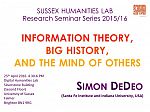 Poster advertising seminar given by Simon DeDeo