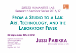 Poster advertising seminar given by Jussi Parikka