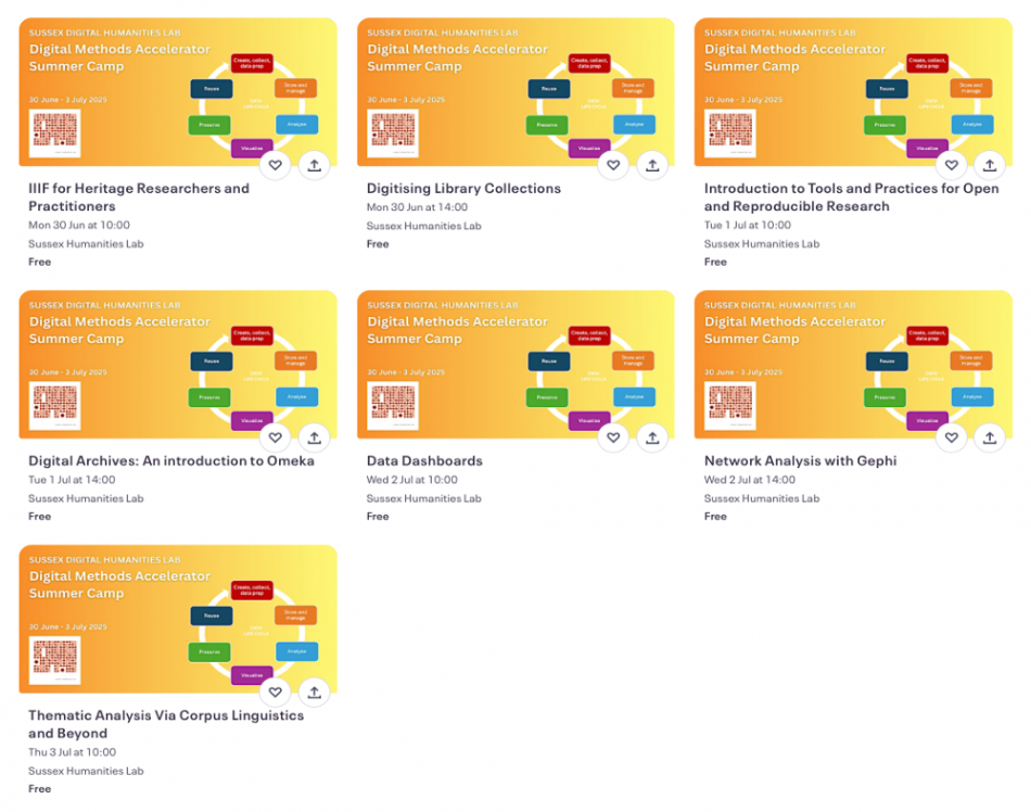 poster with details of all DMA sessions
