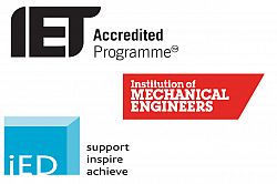 Accreditation IMechE, IET and iED accrediting bodies logos