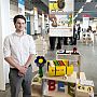 Product Design Student Paul Nestoruk with his Bee Educated project
