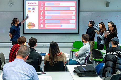 This image is of Sussex students giving a presentation. This image is meant to convey the feel and environment of a general student presentation