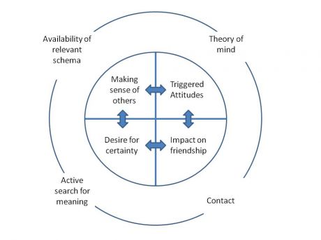 Diagram portraying relationships characterising the development of stigma in children