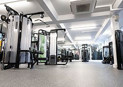 Gym floor with resistance equipment