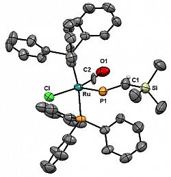 x-ray struture of [Ru{P=C(SiMe3)H}Cl(CO)(PPh3)2]