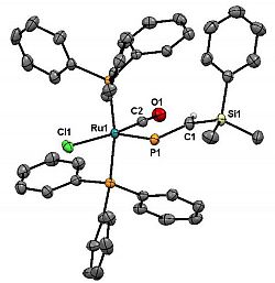 x-ray struture of [Ru{P=C(SiMe2Ph)H}Cl(CO)(PPh3)2]