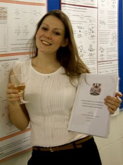 Nikki celebrating passing her viva