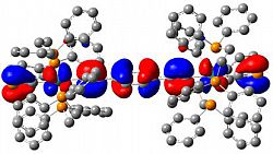 The HOMO of the through-conjugated bis(ethynyl)benzene bridged biruthenium bis-cyaphide complex